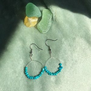 Handmade Turquoise and Silver Hoop Earrings